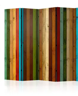 Paravány Paraván Wooden rainbow Dekorhome 135x172 cm (3-dielny)