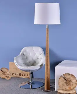 Stojacie lampy HerzBlut HerzBlut Conico, stojaca lampa biela dub olejovaný