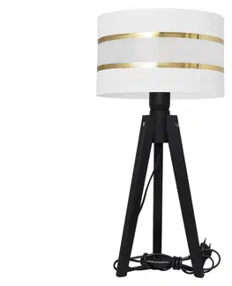 Lampy  Stolná lampa HELEN 1xE27/60W/230V biela/zlatá/borovica 