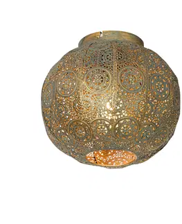 Stropne svietidla Orientálna stropná lampa zlatá so zelenou 28,5 cm - Baloo