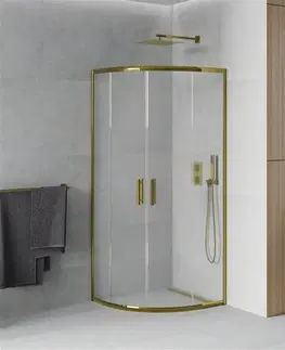 Sprchovacie kúty MEXEN - Rio sprchovací kút štvrťkruh 80 x 80 cm, dekor, zlatá 863-080-080-50-30