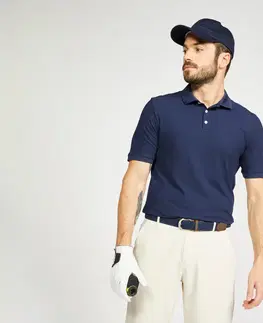 dresy Pánska golfová polokošeľa s krátkym rukávom WW500 tmavomodrá