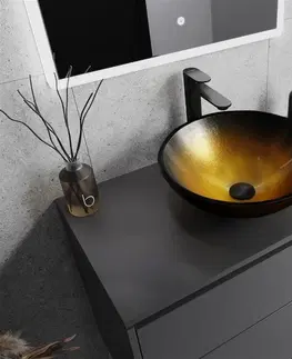 Kúpeľňa MEXEN - Mira sklenené umývadlo 42 cm, zlatá tmavá 24124251