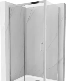 Vane MEXEN/S - Apia obdĺžnikový sprchový kút 130x90, transparent, chróm + vanička 840-130-090-01-00-4010