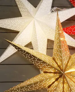Vianočné svetelné hviezdy STAR TRADING Bodkovaná papierová hviezda so vzorom dierok, biela Ø 70 cm