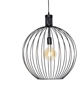 Zavesne lampy Dizajnové závesné svietidlo čierne 50 cm - Wire Dos