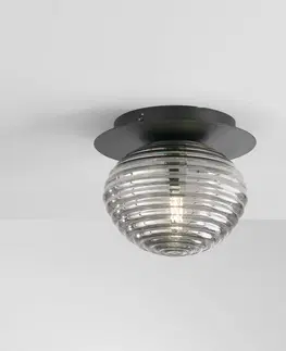 Stropné svietidlá Eco-Light Stropné svietidlo Ripple, čierna/dymovo sivá, Ø 20 cm