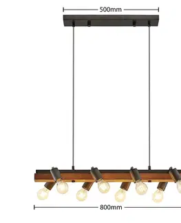Závesné svietidlá Lindby Lindby Morleen – závesná lampa, 8-pl., tmavé drevo