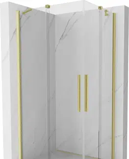 Sprchovacie kúty MEXEN/S - Velar Duo štvorcový sprchovací kút 90 x 80, transparent, zlatá kartáčovaná 871-090-080-02-55