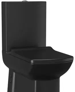 Kúpeľňa SAPHO - LARA WC kombi, spodný/zadný odpad, splachovací mechanizmus, čierna matná LR360