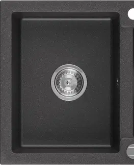 Kuchynské drezy MEXEN MEXEN - Andres granitový drez 1.5 s odkvapkávačom 1000x500 mm, čierna spotty 6515101510-76