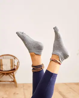 ponožky Ponožky na jogu 5 prstov protišmykové sivé
