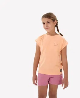 nohavice Dievčenské turistické tričko MH100 na 7 - 15 rokov oranžové