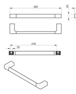 Držadlá k vani Gedy - PIRENEI držiak uterákov 450x66mm, zlato PI214587