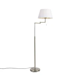 Stojace lampy Stojacia lampa z ocele s bielym tienidlom a nastaviteľným ramenom - Ladas Deluxe