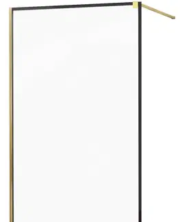 Sprchové dvere MEXEN/S - KIOTO Sprchová zástena WALK-IN 90x200 cm 8 mm, zlatá, čierny profil 800-090-101-50-70