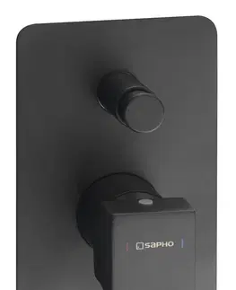 Kúpeľňové batérie SAPHO - FORATA podomietková sprchová batéria, 2 výstupy, čierna matná FT042/15