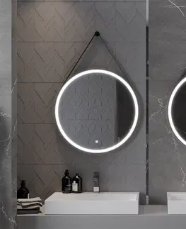 Kúpeľňa MEXEN - Reni zrkadlo s osvetlením, 70 cm, LED 6000K, čierny rám 9812-070-070-611-70
