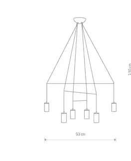 Závesné svietidlá Euluna Závesné svietidlo Imbria, 6 svetiel, dĺžka 93 cm, čierne