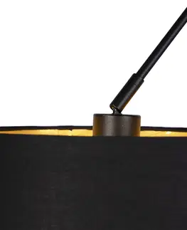 Zavesne lampy Závesná lampa s bavlnenými odtieňmi čierna so zlatou 35 cm - Blitz II čierna