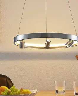 Závesné svietidlá Lucande Lucande Paliva závesné LED svietidlo, 48 cm, nikel