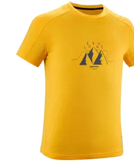 nohavice Detské turistické tričko MH100 7-15 rokov žlté