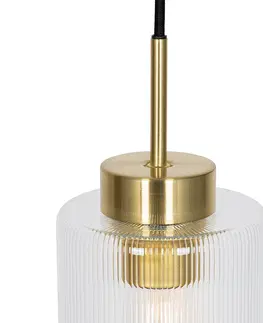 Zavesne lampy Art Deco závesná lampa zlatá so sklenenými 4-svetlami - Laura