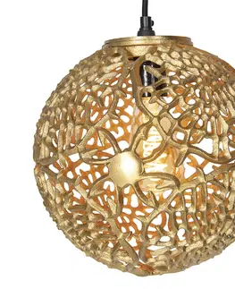 Zavesne lampy Art Deco závesná lampa zlatá okrúhla 3-svetlá - Maro