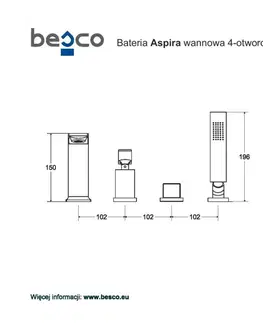 Kúpeľňové batérie HOPA - 4 - otvorová vaňová batéria ASPIRA grafitová s príslušenstvom BABWA4GR
