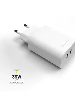 Nabíjačky pre mobilné telefóny FIXED Sieťová nabíjačka s 2x USB-C, PD, 35W, biela FIXC35-2C-WH