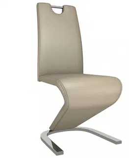 Jedálenské stoličky a kreslá Jedálenská stolička 2 ks umelá koža / chróm Dekorhome Cappuccino