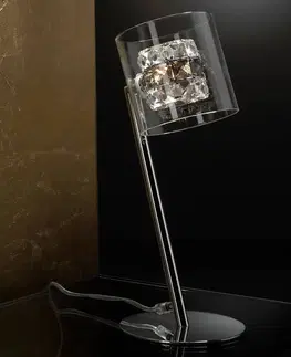 Stolové lampy Schuller Valencia Stolná LED lampa Flash s krištáľovými kruhmi