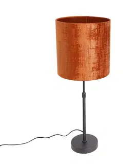 Stolove lampy Stolová lampa čierny zamatový odtieň červený 25 cm nastaviteľný - Parte