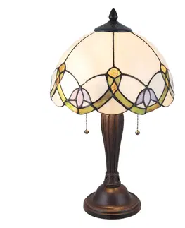 Stolové lampy Clayre&Eef Stolná lampa 5918 s bielo-farebným štýlom Tiffany