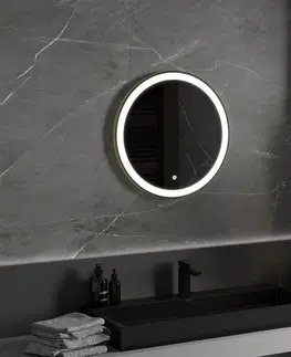 Kúpeľňa MEXEN - Esso zrkadlo s osvetlením 60 cm, LED 6000K zlatý rám 9825-060-060-611-50