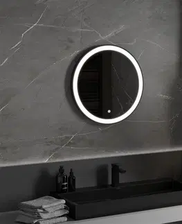 Kúpeľňa MEXEN - Esso zrkadlo s osvetlením 60 cm, LED 6000K čierny rám 9825-060-060-611-70