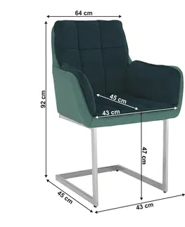 Jedálenské stoličky KONDELA Chimena jedálenské kreslo smaragdová (Velvet) / smaragdová