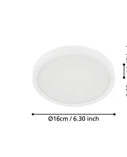 Stropné svietidlá EGLO Stropné LED svetlo Fueva 5 IP44 3 000K biela Ø16cm