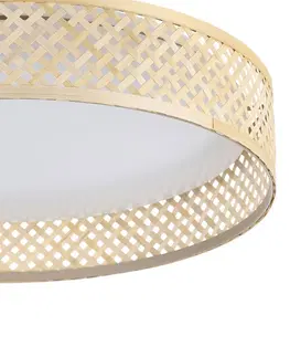 Stropné svietidlá EGLO Stropné svietidlo LED Luppineria s bambusovou sieťovinou Ø 38 cm