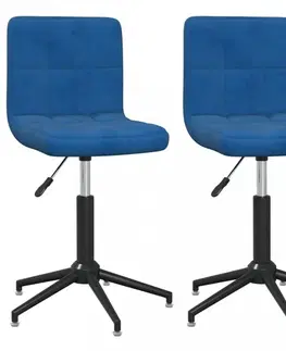 Jedálenské stoličky a kreslá Otočná jedálenská stolička 2 ks zamat / kov Dekorhome Modrá
