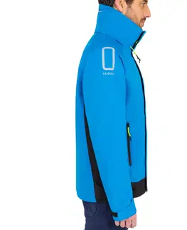 bundy a vesty Pánska nepremokavá bunda Sailing 500 do dažďa modro-čierna
