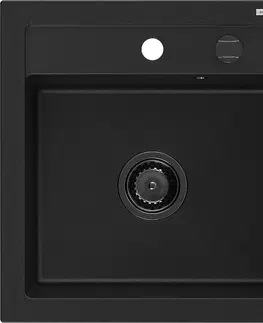 Kuchynské drezy MEXEN/S MEXEN/S - Vito granitový drez 1-miska 520 x 490 mm, čierny, čierny sifón 6503521000-77-B