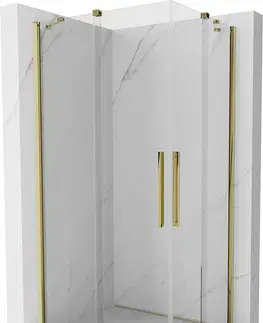 Sprchovacie kúty MEXEN/S - Velar Duo štvorcový sprchovací kút 90 x 80, transparent, zlatá 871-090-080-02-50