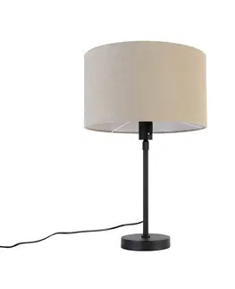 Stolove lampy Stolná lampa čierna nastaviteľná s tienidlom svetlohnedá 35 cm - Parte