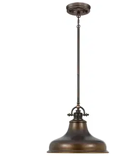 Závesné svietidlá QUOIZEL Závesná lampa Emery 1-pl. bronz Ø 34,3 cm