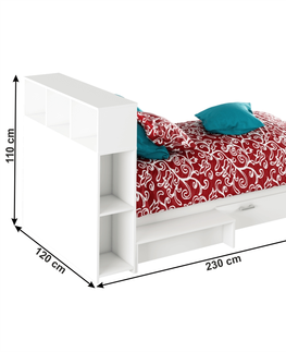 Postele KONDELA Alexia jednolôžková posteľ s úložným priestorom biela