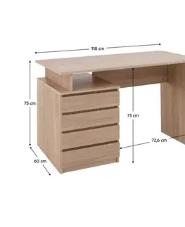 Písacie stoly PC stôl, dub sonoma, HANY NEW