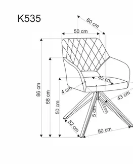 Stoličky Otočné jedálenské kreslo K535 Halmar Sivá