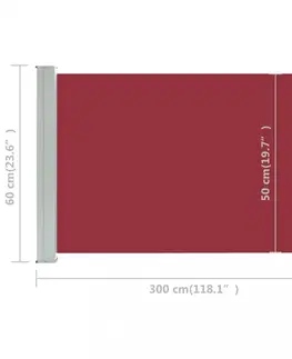Bočné markízy Zaťahovacia bočná markíza 60x300 cm Dekorhome Červená