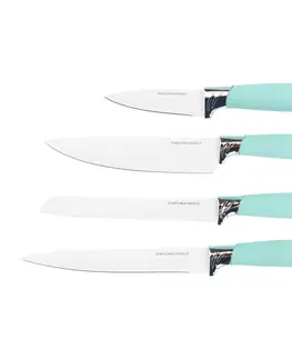 Sady nožov TEMPO-KONDELA KAHON, sada nožov a kuchynského náradia, 10 ks, v stojane, neo mint